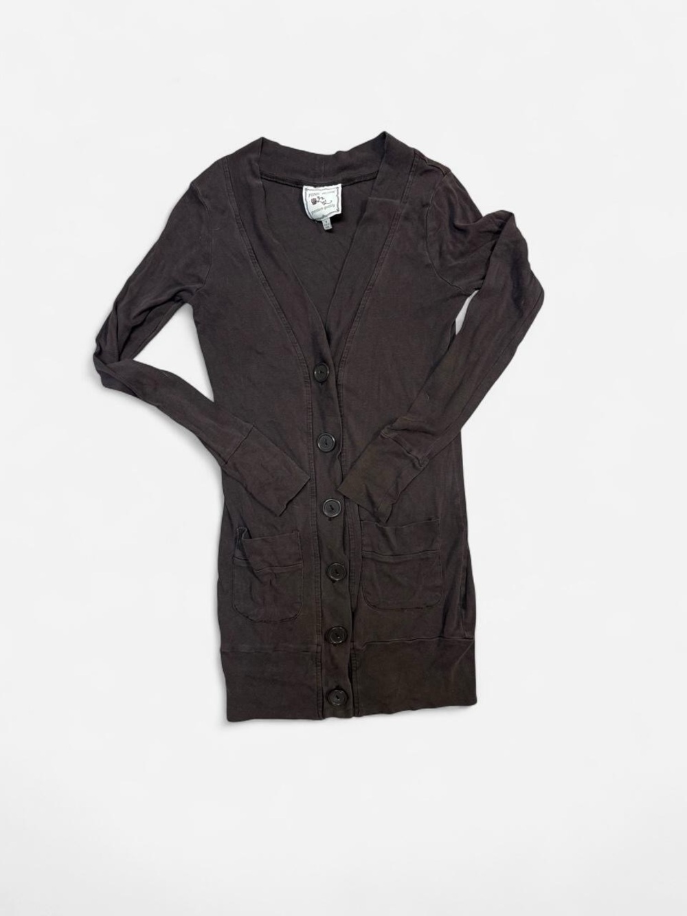 Pink Rose Long Black Button-Front Cardigan